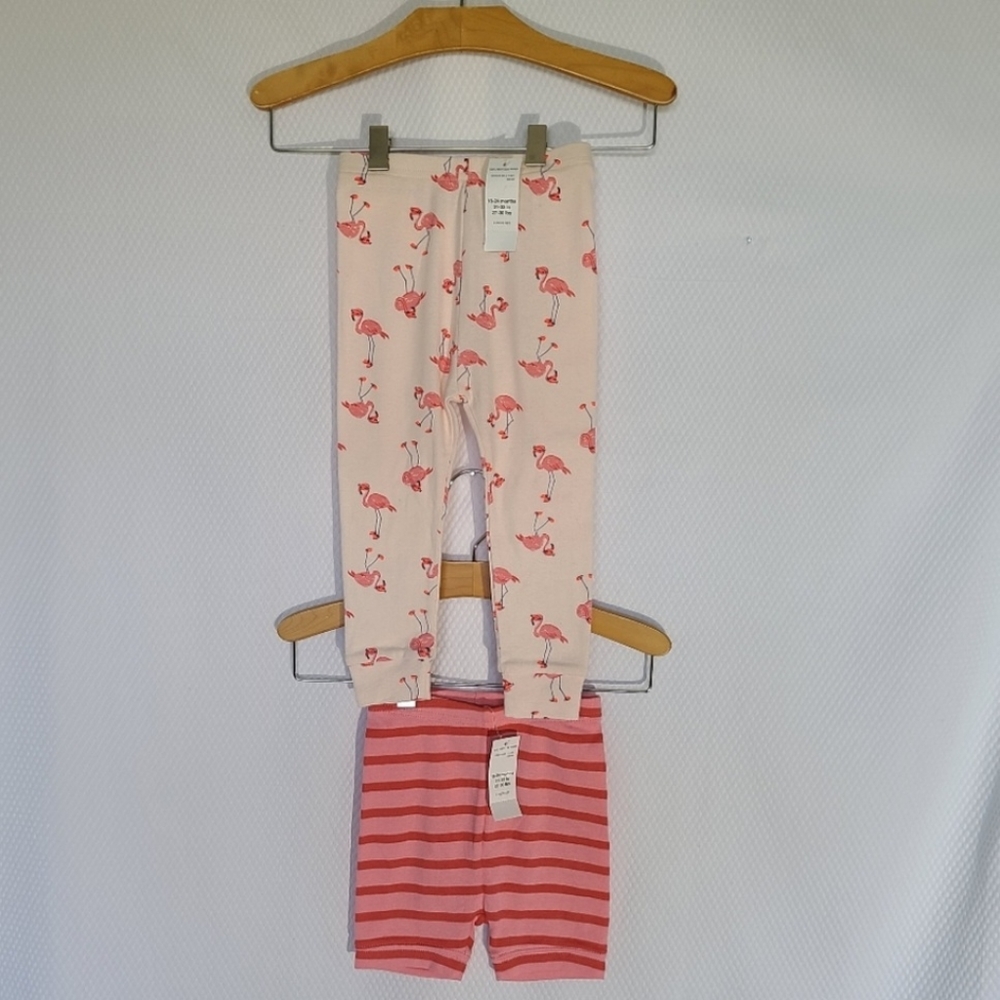 🆕️ Baby Gap pair of pajama bottoms NWT Pink flamingos and stripe graphics